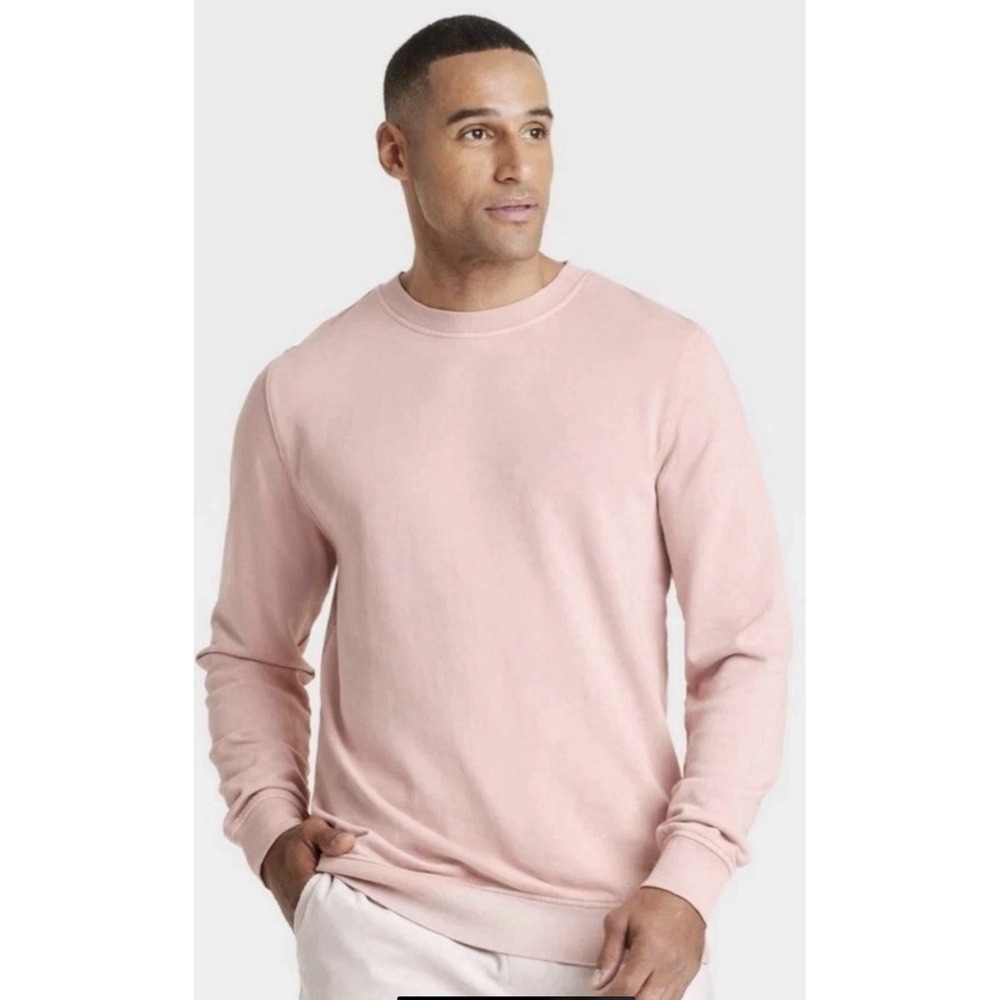 Goodfellow Men's French Terry Light Pink Crew Neck Pullover Sweatshirt XL New
